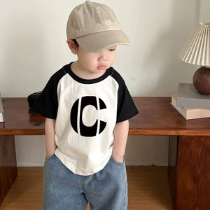 Áo thun Cotton Raglan ngắn tay hoạt hình hợp thời trang 2025 cho trẻ em