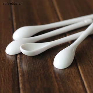 # ruierdd # 5 Chiếc Thìa Sứ Nhà Bếp Trà Gốm Cà Phê Đường Món Tráng Miệng Thìa Mới Nguyên Chất Trắng Flatware.