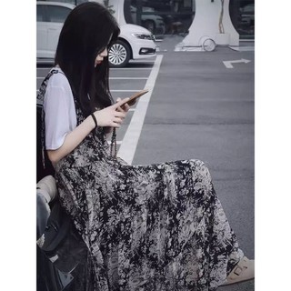 M-4XL Plus Size Đầm Nữ Váy Không Tay Rời + Áo Thun Tay Ngắn Bao Bụng Đẹp Thường Ngày Phù Hợp Với Nữ Mùa Hè Phong Cách Nhẹ Nhàng Hoa Sling Váy Nhẹ Nhàng Trưởng Thành Váy Dài Bộ Đồ Hai Mảnh Plus Size Nữ