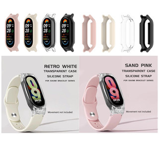 Dây đeo silicon có vỏ cho Xiaomi Mi Band 10 9 8 Dây đeo đồng hồ cho Miband 10 / 9 / 8 Phiên bản gốm Thời trang Dây đeo cổ tay màu trơn