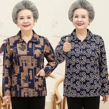Người Cao Tuổi Trung Niên Quần Áo Thu Đông Nữ Bà Quần Áo Sơ Mi Bà Già Plus Size Quần Áo Người Cao Tuổi Mẹ Dài Tay Xuân Thu Áo Áo Cao Tuổi Trung Niên Thu Áo Nữ Bà Áo Sơ Mi Người Plus Size Áo Mẹ Dài Tay