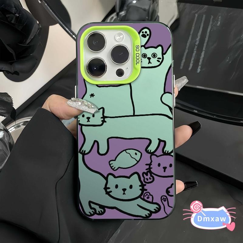Ốp điện thoại hình mèo phong cách Graffiti dễ thương cho iPhone Air 17 16E 16 Pro Max 15 14 Plus 13 12 Mini Pro Max Vỏ cá hoạt hình Bảo vệ ống kính Vỏ mềm chống rơi