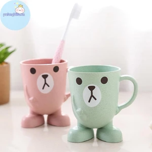 Pufangbliss Nhà Phòng Tắm Tumbler Nước súc miệng Cốc Lúa Mì Rơm Hoạt Hình Động Vật Bàn Chải Đánh Răng Cốc VN