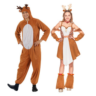Phụ Nữ Đáng Yêu Santa Hươu Đầm Giáng Sinh Tuần Lộc Linh Vật Hóa Trang Halloween Động Vật Onesie