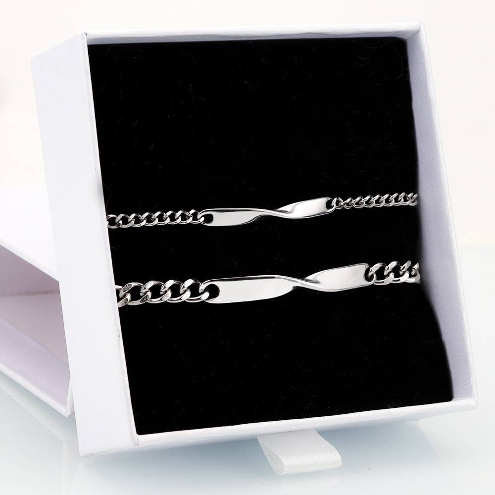 [Chữ cái tùy chỉnh] Vòng tay cặp đôi Mobius bằng thép không gỉ đơn giản DIY Biểu tượng không giới hạn Nam Nữ Quà tặng kỷ niệm