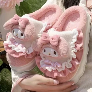 Dép lông Hello Kitty đế dày thời trang thu đông dễ thương cho nữ
