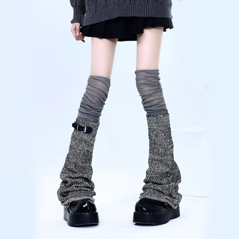 Vic Buckled Belt Over the Knee Leg Warmers Flared Thigh Foot Covers dành cho nữ