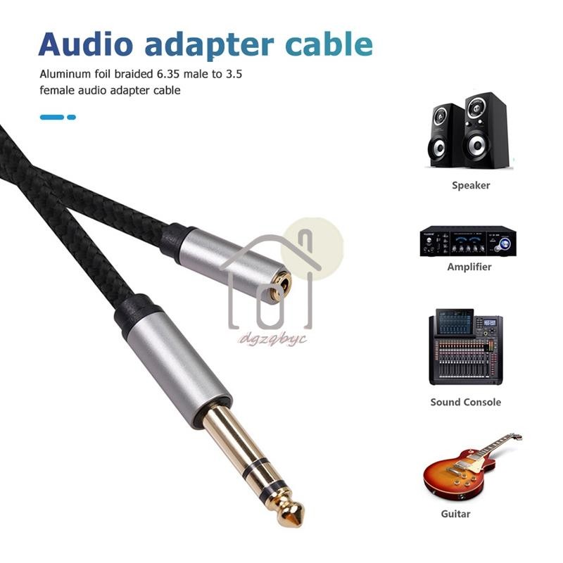 [Dgzqbyc] Bộ chuyển đổi âm thanh 6.35mm 1 / 4 Jack âm thanh nổi nữ sang 3,5mm 1 / 8 cho bộ khuếch đại, đàn Guitar, đàn Piano bàn phím, rạp hát tại nhà