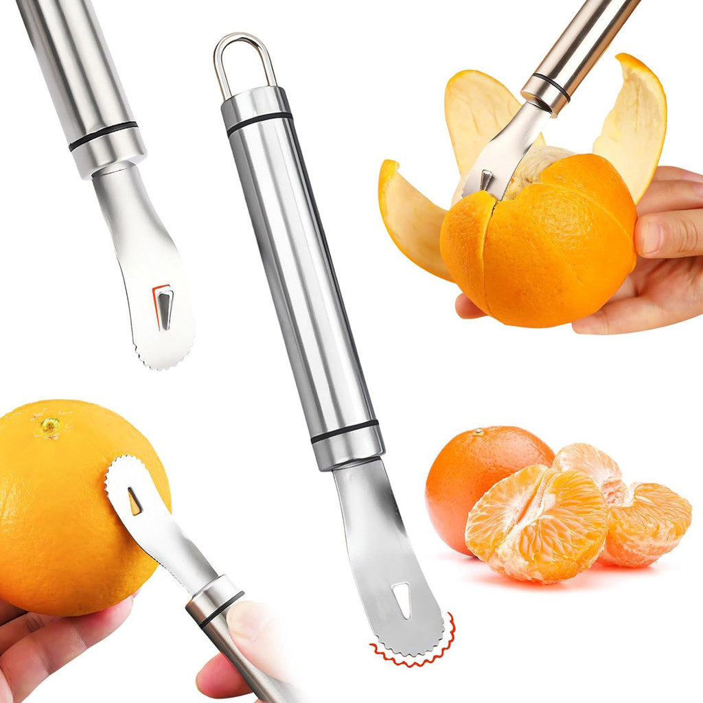 Dụng cụ gọt vỏ cam bằng thép không gỉ Dễ dàng bóc tay cầm dài Dụng cụ gọt vỏ màu cam Dụng cụ gọt vỏ hình tam giác Dụng cụ gọt vỏ cam tiện ích