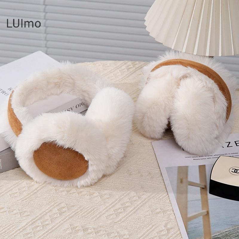 Luimo Mùa Đông Ấm Áp Bịt Tai Maillard Nâu Da Lộn Sang Trọng Bịt Tai Nữ Có Thể Gập Lại Mềm Làm Dày Earmuffs Dễ Thương Đơn Giản Earlap Phụ Kiện SBS