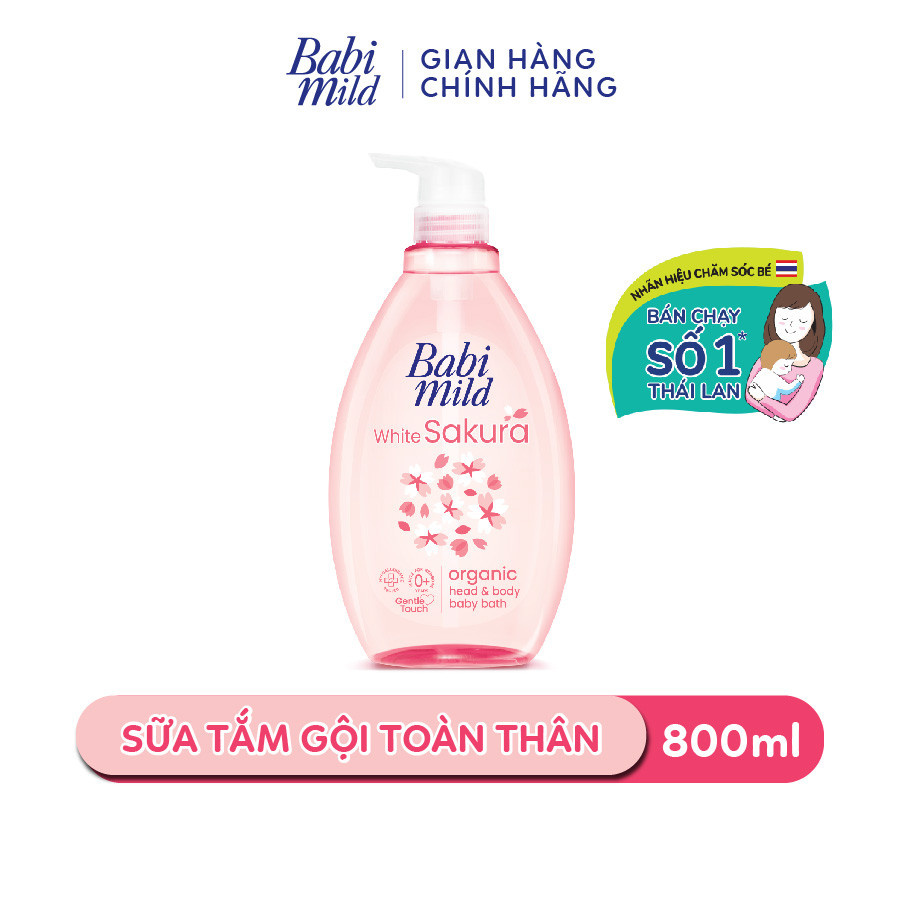 Combo Nước Giặt Xả Cho Bé Sakura 2.4L + Sữa Tắm Gội Trẻ Em 800ml - Babi Mild