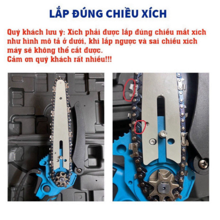 Máy Cưa Xích Cầm Tay Dùng Pin Lõi Đồng Dây Xích Dài 6 inch Gọn Nhẹ Tiện Lợi