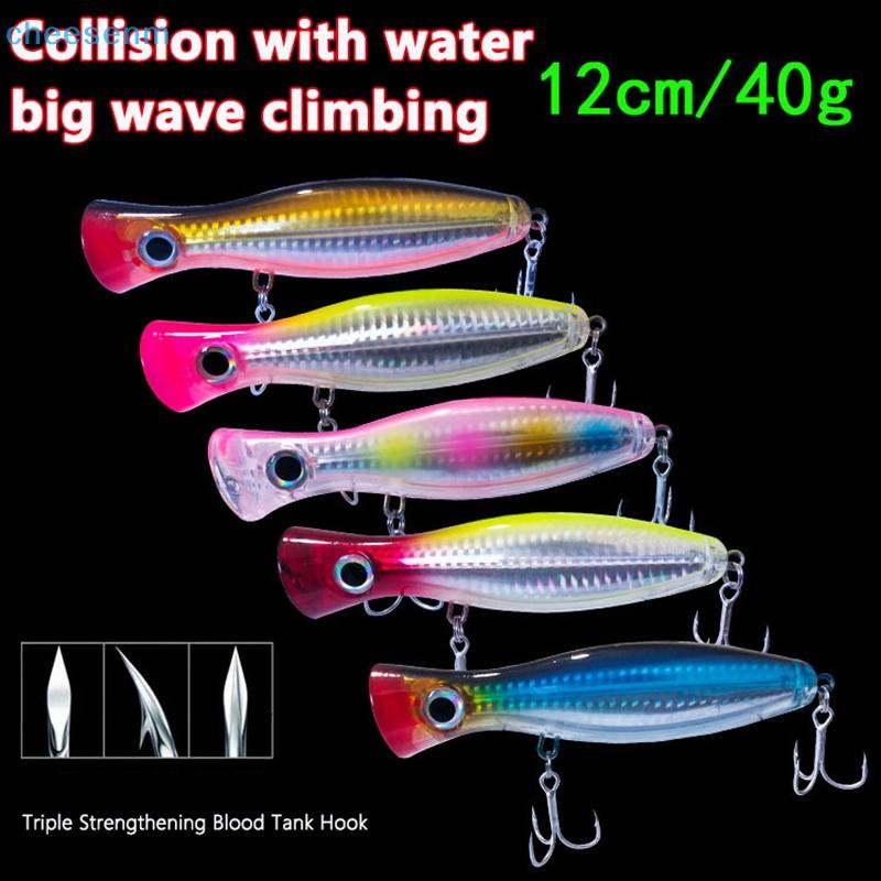 Cheenm Big Popper Wobbler Mồi Câu Cá Floag Mồi 12cm 40g Topwater Mồi Whopper Nước Mặn Isca Nhân Tạo Pike Giải Quyết VN