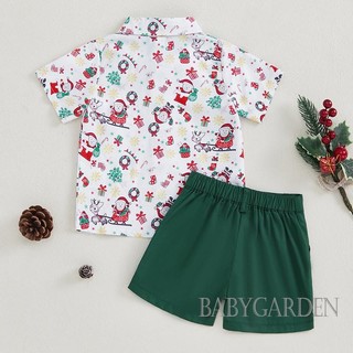 / / -6Month-4years Trẻ Em / Bé Trai Bộ Quần Áo Giáng Sinh In Hình Ông Già Noel Áo Sơ Mi Tay Ngắn + Quần Short