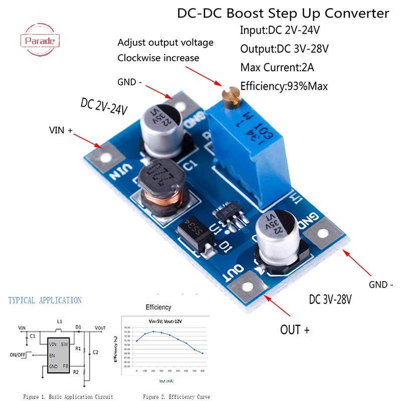 Parade 2A - tăng cường nguồn điện chuyển đổi volt 2V-24V sang 3v 5v 6v 9v 12v 19v
VN