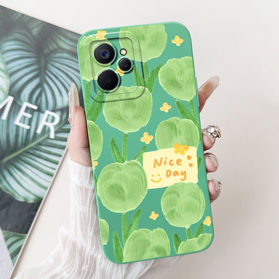 Dành Cho Realme 10 5G RMX3663 Ốp Lưng Thời Trang Mèo Dễ Thương Thẩm Mỹ Hoa Silicon Thoáng Mát Ốp lưng Realme 10 5G
