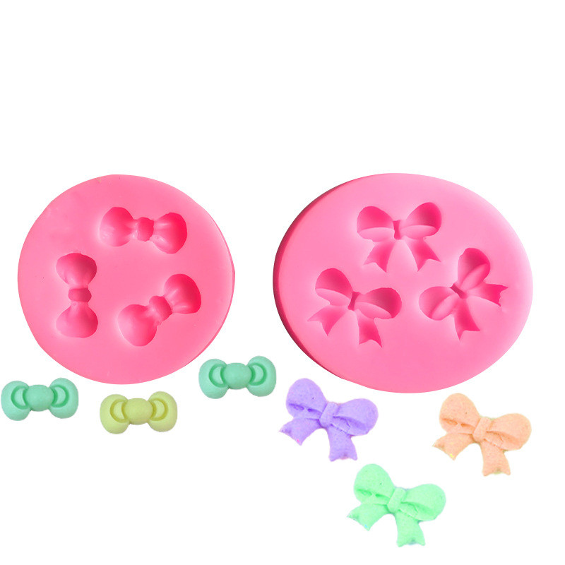 Nơ Hình Bánh Fondant Trang Trí Khuôn Silicon Dụng Cụ Nướng Bánh Sô Cô La Khuôn Silicon