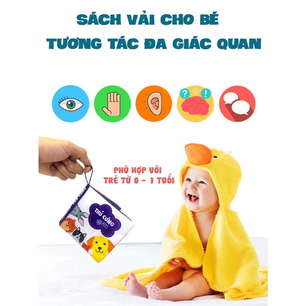Ảnh Sách Vải Song Ngữ Việt Anh Phát Triển Tư Duy và Đa Giác Quan Cho Bé Sơ Sinh Size Nhỏ 12x12cm - PiPo Vietnam 3