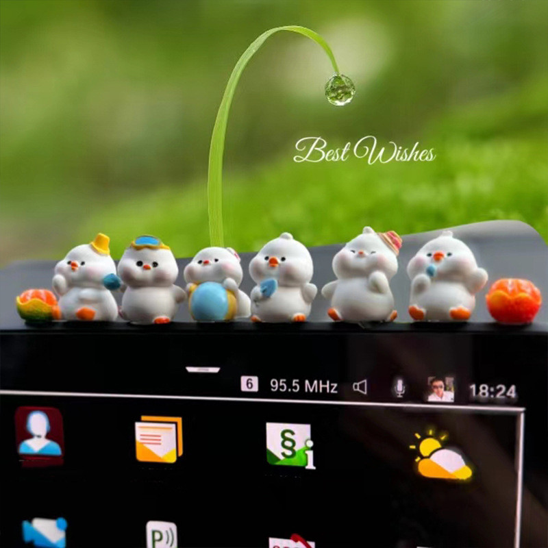 Kawaii Vịt Thu Nhỏ Các Bức Tượng Nhỏ Thủ Công Micro Phong Cảnh Trang Trí Nội Thất Ô Tô Phụ Kiện Nhà Để Bàn Trang Trí Thỏ Búp Bê Đồ Chơi