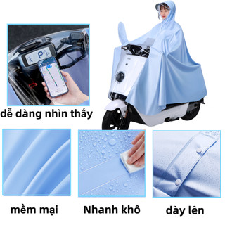 Áo mưa xe điện chạy pin có tấm trong suốt, áo mưa PVC một lớp và hai lớp, áo poncho xe máy người lớn có gương