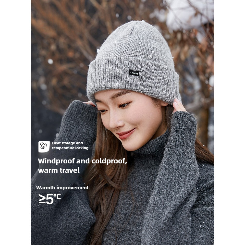 Ảnh Mũ dệt kim CAMEL CROWN Mũ mùa thu đông Mũ lạnh chống gió ấm áp 2