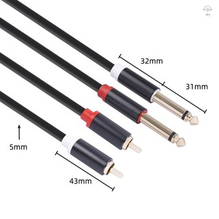 Cáp kết nối âm thanh RCA kép 1 / 4 '' TS sang Dual 2 × 6.35mm Nam TS sang 2 RCA Nam Bộ chuyển đổi Dây mạ vàng + Vỏ hợp kim nhôm 5FT