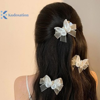 Kudosation Trắng Ren Bướm Kẹp Tóc Cho Nữ Ngọc Trai Dễ Thương Kẹp Tóc Trẻ Em Nơ Barrettes Bé Gái Phụ Kiện Tóc