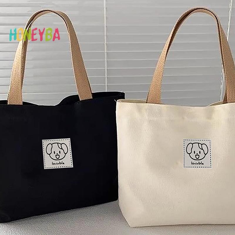 < Honeyba > Túi xách nữ vải Canvas thời trang mới Túi đựng thức ăn dã ngoại du lịch dễ thương Túi đựng đồ ăn trưa