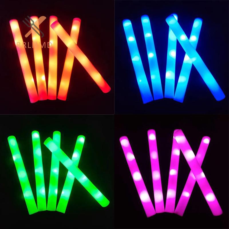 Rrlnmd 6 Cái Nhiều Màu Sắc LED Phát Sáng Gậy RGB LED Phát Sáng Bọt Dính Cổ Vũ Ống Ánh Sáng Tối Sinh Nhật Tiệc Cưới Cung Cấp MỚI