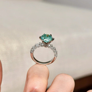 Châu Âu Mỹ ins Phong Cách Mới Micro-Ind 3 Carat Nhẫn Kim Cương Xanh Nữ