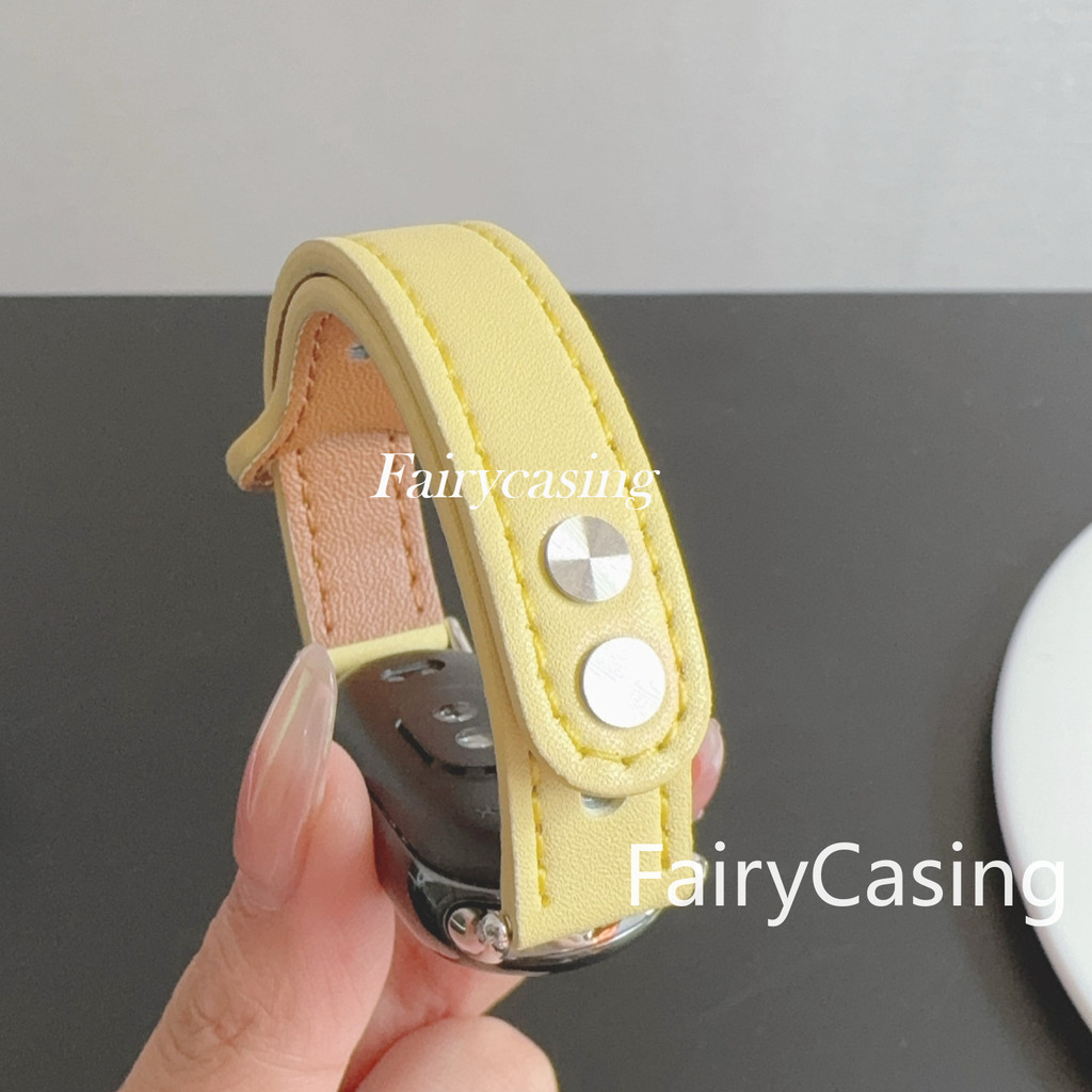 Dây da mỏng xanh lá mới cho Mi Band 10/9/8/7/6/5/4/3, vòng cổ tay tương thích Xiaomi Band 10NFC