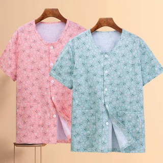 Người Trung Niên Người Cao Tuổi Ngắn Tay Áo Người Cao Tuổi Cotton Nguyên Chất Cardigan Mẹ Plus Béo Rời Cotton Quần Lót Nữ Mỏng Cardigan 401