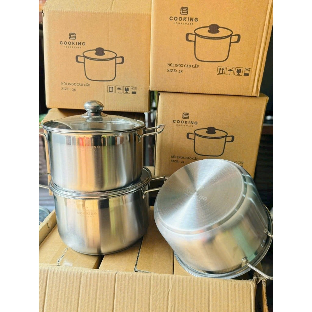 NỒI LUỘC GÀ 2 ĐÁY COOKING SIZE TỪ 26 ĐẾN 32CM