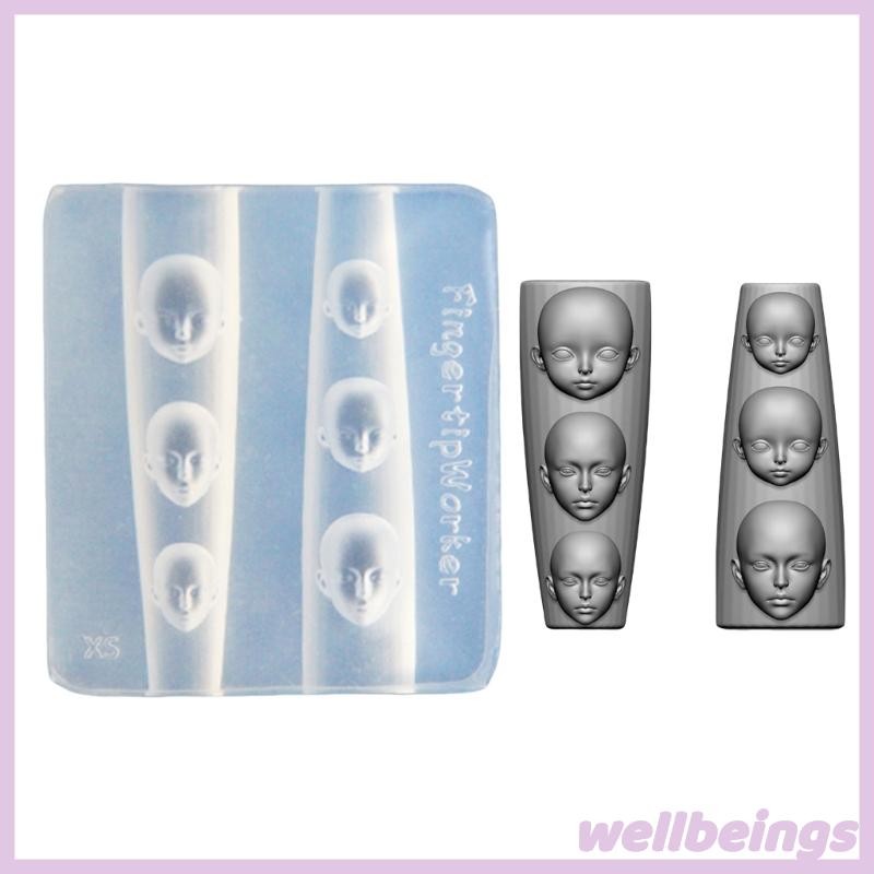 Wellb Đa Năng Móng Tay Nghệ Thuật Bản Mẫu Dụng Cụ Búp Bê Mặt Silicon Móng Tay Nghệ Thuật Khuôn Dập Nổi Khắc Mẫu Cho Móng Tay Nhiệt Đới