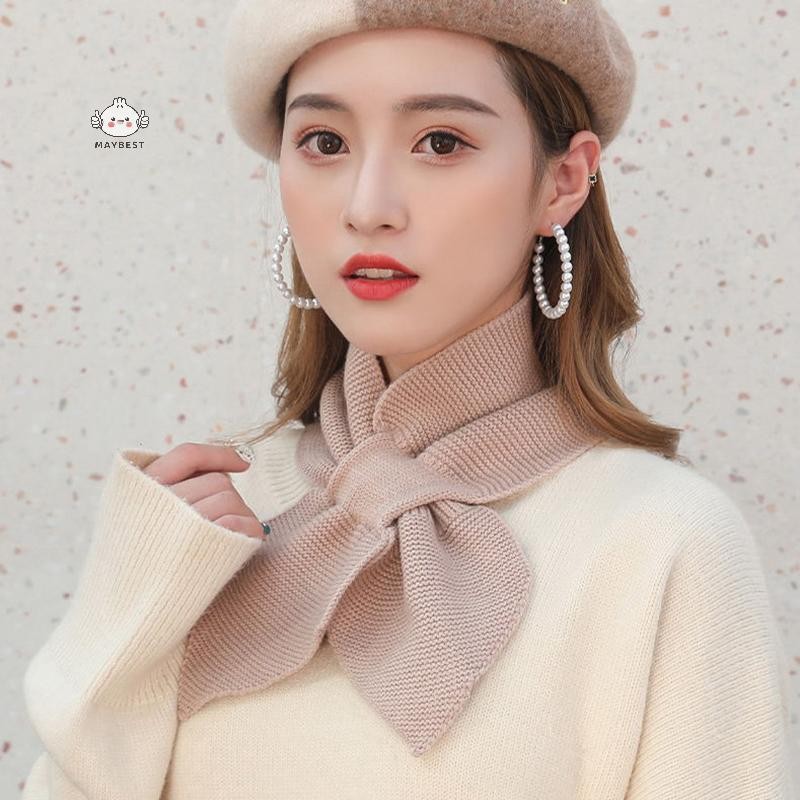 Maybest Khăn nơ mùa thu đông đa năng Khăn quàng cổ mềm mại dành cho nữ Cô gái Khăn quàng cổ ấm áp thời trang Màu trơn Khăn ấm áp mềm mại {VN}