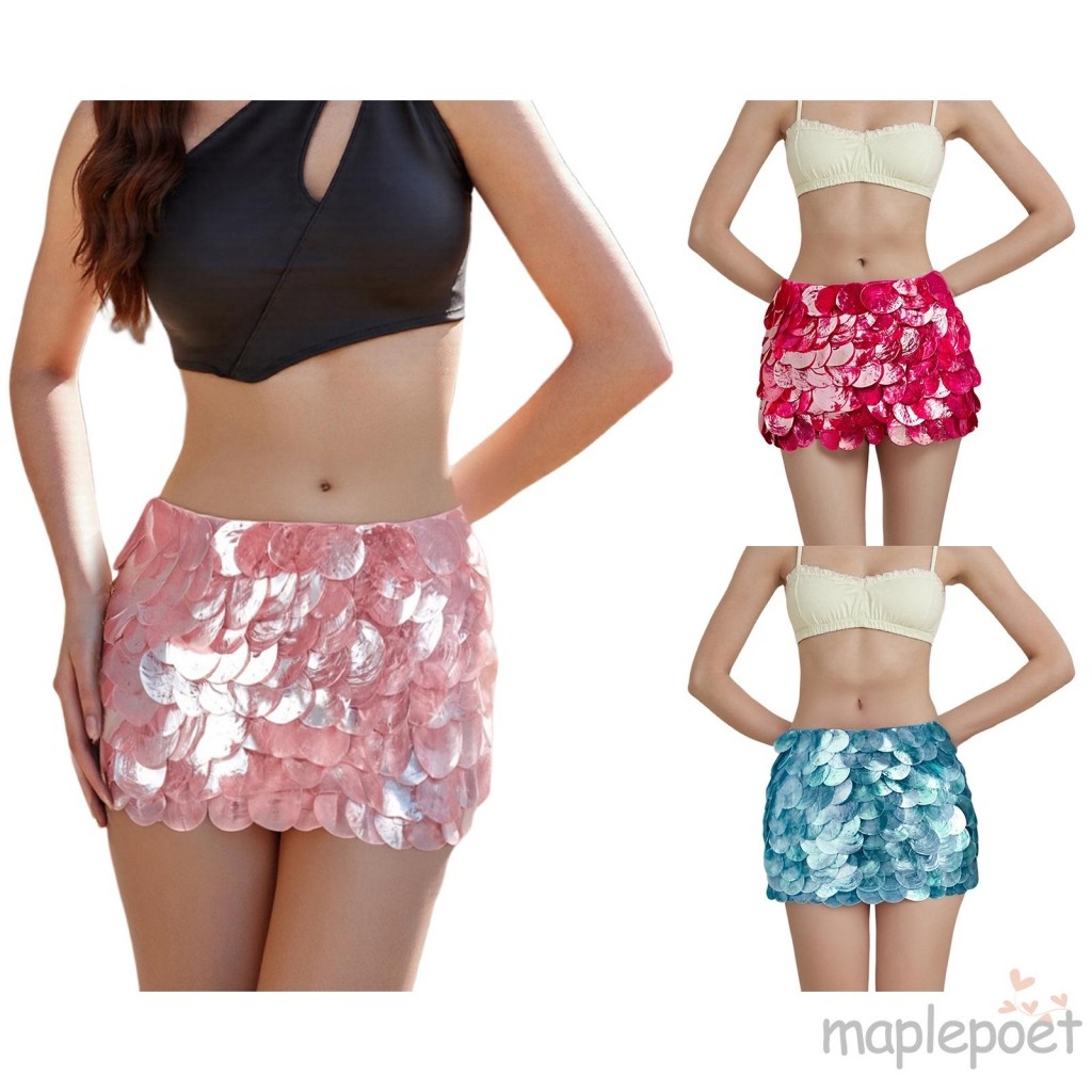 Maplepoet-nữ Thời Trang Thấp Tầng Kim Sa Lấp Lánh Mùa Hè Thường Ngày Bodycon Mini Váy