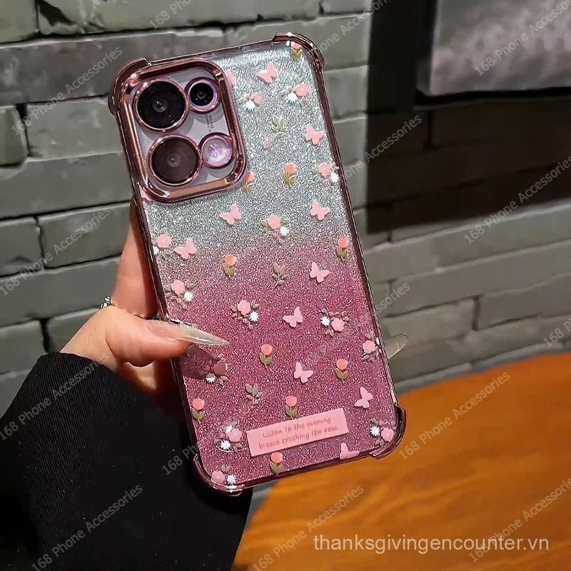 Ốp điện thoại OPPO Reno 13F 13 12, OPPO Reno 13 12 11 10 Pro, OPPO Reno 13F 12F 11 10 11F 5G, vỏ bướm sáng bóng, chống sốc với bảo vệ ống kính camera, ốp điện thoại dày
