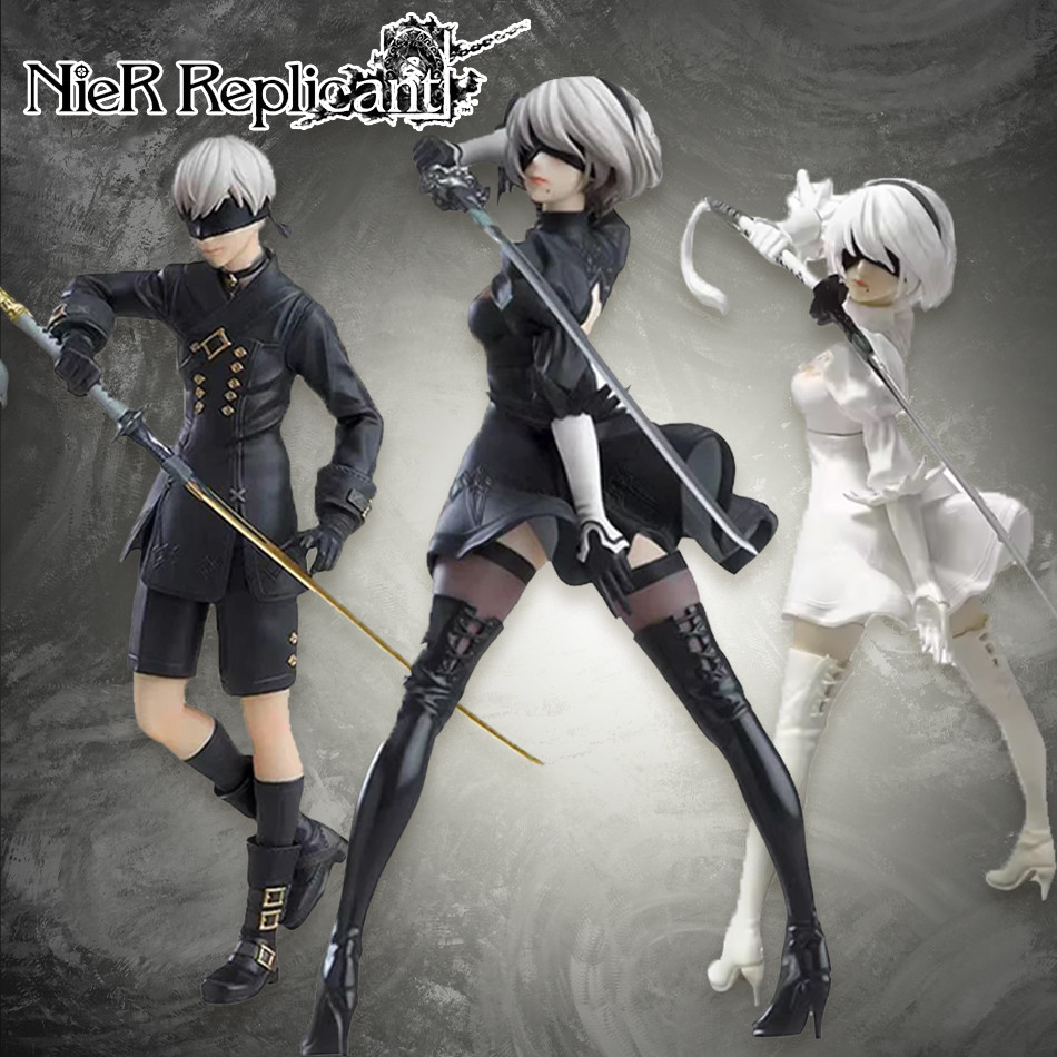 Trò Chơi NieR Anime Nhân Vật 9S 2B Đứng Nhân Vật Hành Động 9S 2B Các Bức Tượng Nhỏ Búp Bê PVC Đồ Chơi Mô Hình Người Lớn Bộ Sưu Tập Tượng