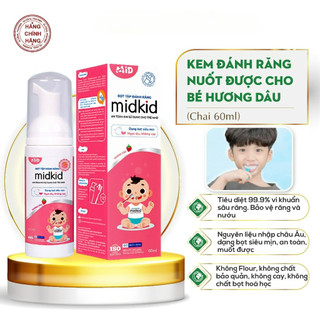 Kem đánh răng cho bé dạng bọt siêu mịn Midkid hữu cơ, lành tính, chống sâu răng - Chai 60ml