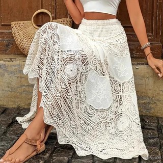 Váy chữ A mùa hè dành cho nữ Váy dài móc Boho Flowy dành cho du lịch đi biển mua sắm