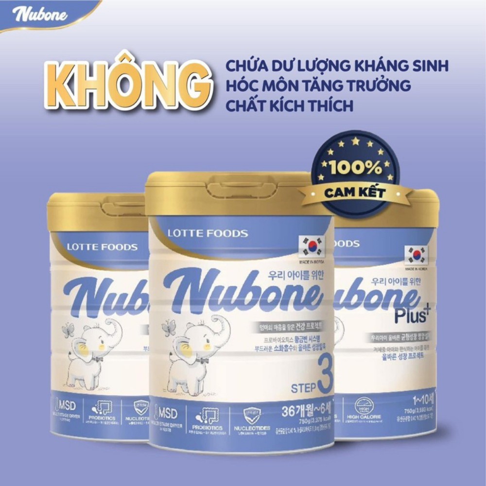 Sữa bột Nubone số 1, 2, Plus+ Hỗ Trợ Tiêu Hóa, Tăng Cân, Phát Triển Trí Não Dành Cho Bé Từ 1-10 tuổi (750g) - SBQA