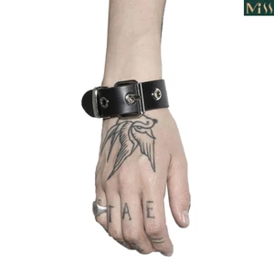 Miss * Vòng tay thắt lưng Punk Bangle Vòng tay rộng Chất liệu PU và hợp kim Trang sức cổ tay