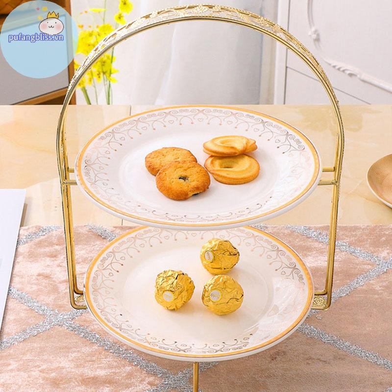 Pufangbliss Đế Bánh Kim Loại Hai Lớp Hình Vòm Trái Cây Vàng Món Tráng Miệng Giá Trang Trí Tiệc VN