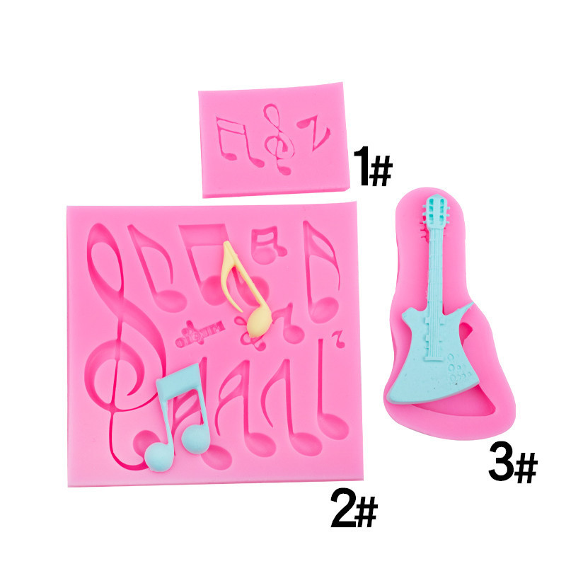 Guitar Nhảy Ghi Chú Khuôn Silicon Fondant Kẹo Cao Su Dán Bánh Nướng DIY Handmade Khuôn Socola