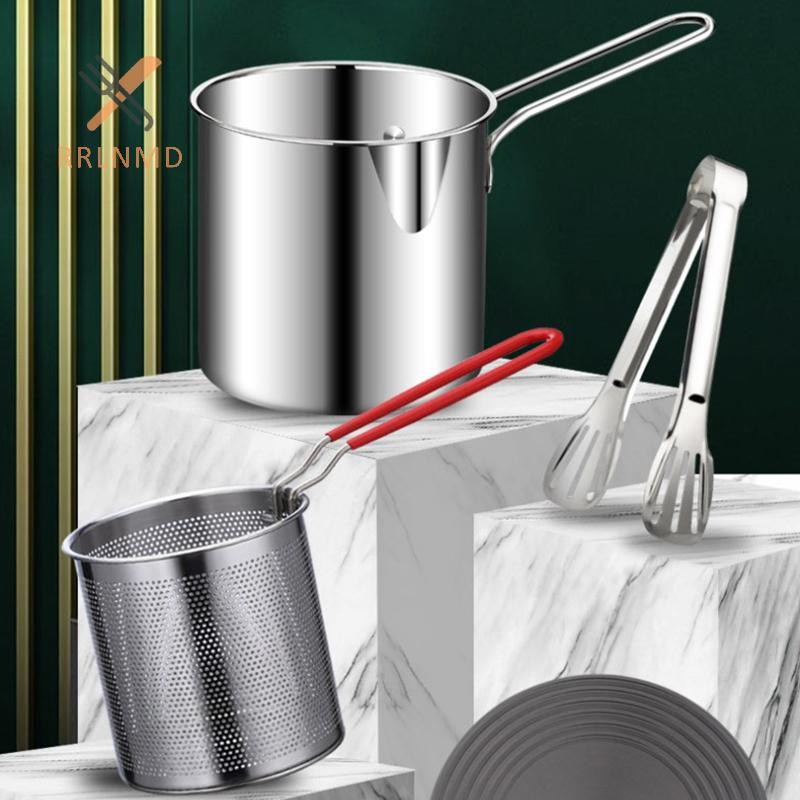 Rrlnmd Nhà Bếp Nồi Chiên Sâu Inox 304 Nồi Chiên Nhà Bếp Có Bộ Lọc Tempura Chiên Chảo Gà Chiên Dụng Cụ Nấu Ăn MỚI