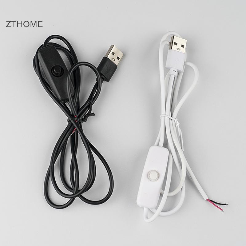 Dây cấp nguồn công tắc ZTHOME 5V 1M / 1.5M USB Nam sang 2 lõi Cáp kết nối 501 Nút BẬT TẮT 2A cho dải đèn LED Bóng đèn HOT