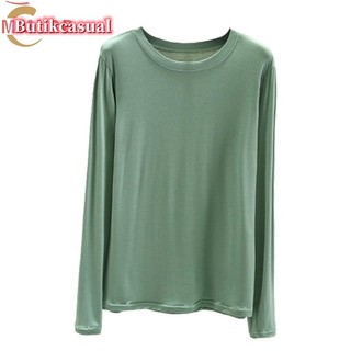 Áo thun nữ modal cotton dài tay áo thun trơn dáng rộng áo sơ mi giản dị 40-78kg