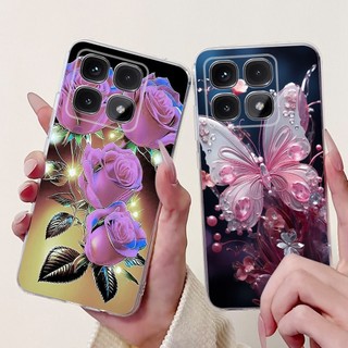 Dành Cho Xiaomi 14T Pro Vỏ 2024 Thời Trang Mới Bướm Hoa Trong Suốt Silicon Mềm TPU Ốp Lưng Điện Thoại Xiaomi 14T Mi 14T