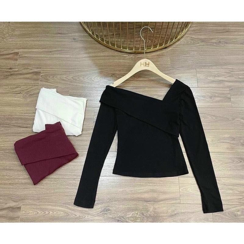 ÁO THUN GÂN LỆCH VAI PHONG CÁCH XINH LVPC Top Nữ