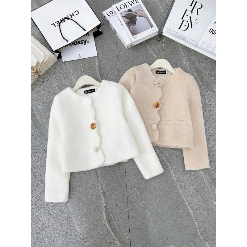 Áo Dạ viền ngọc Chất Liệu Siêu Ấm Áp Và Mềm Mịn  BYJOLIE (size mL tương đương sm)